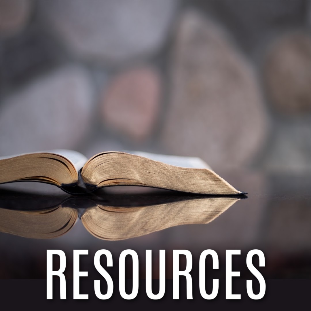 resources title with open Bible in the background