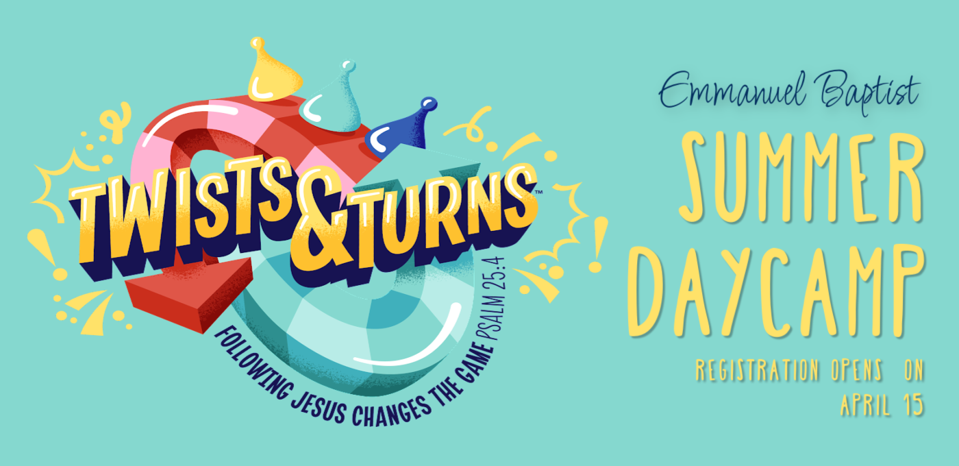 Daycamp 2023 registration info on seafoam coloured background