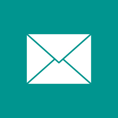 white envelope on teal background