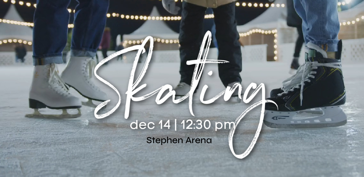 white skates black skates on ice rink white and black lettering