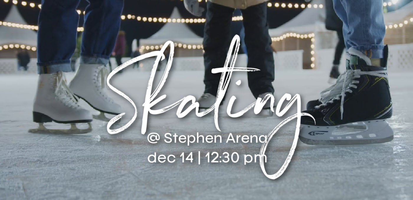 white figure skates black hockey skates on outdoor ice rink white lettering