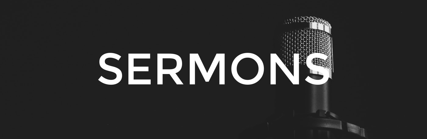 sermon title on black background with silver mic