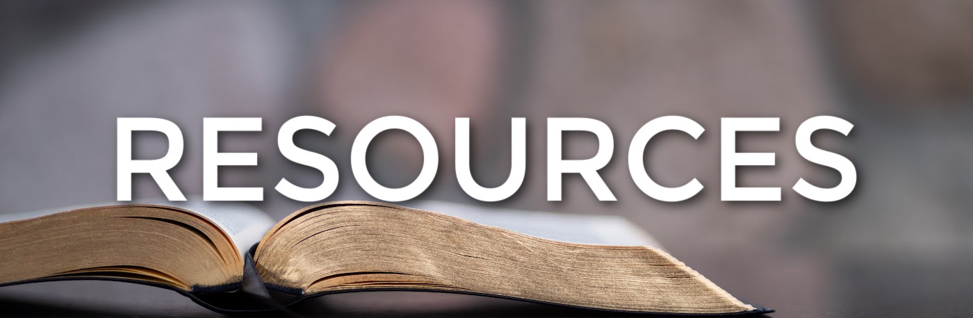 resources title on background of open Bible