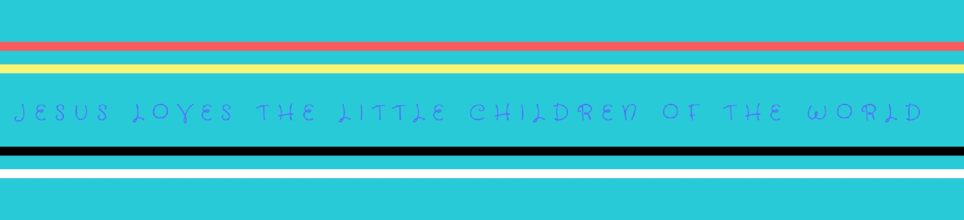 blue background with red, black, white, yellow lines