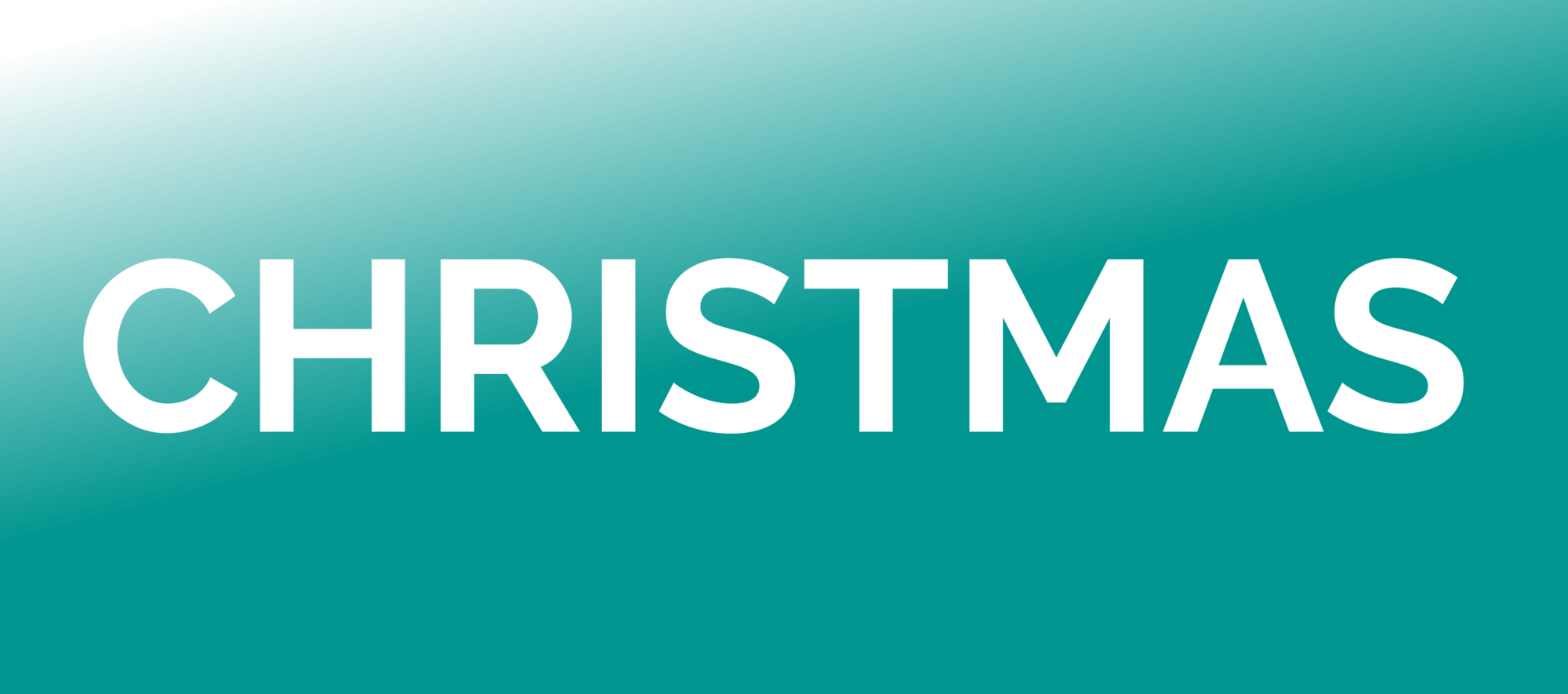 white lettering on teal background